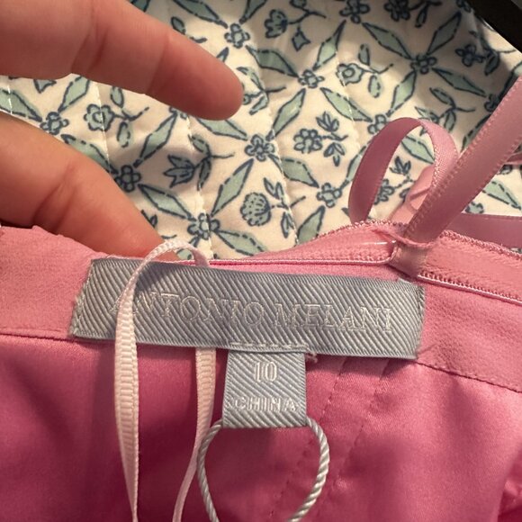 Antonio Melani Chiffon Flowy Strapless Off Shoulder Long Maxi Pink Dress Sz 10 - Picture 4 of 4